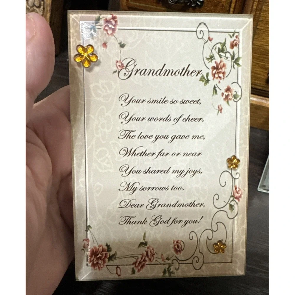 Vtg‎ Glass Frames Grandfather Grandmother Poems 4.75 X 3.25